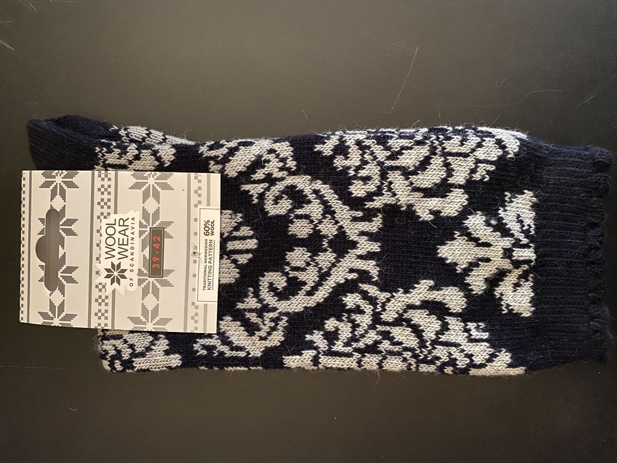 Wollstrümpfe mit klassischem Damastmuster aus 60 % reiner Wolle